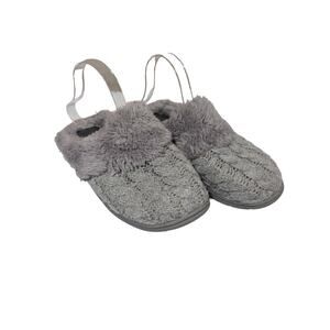 DEARFOAMS DELUXE GRAY CABLE KNIT SLIPPERS SIZE XLARGE 11-12 WOMEN'S